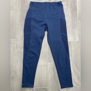 Dyce Active women's blue high-rise ankle leggings with side pockets size M